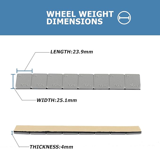 0.5 Oz Stick on Wheel Weights（144pcs, 1/2 Oz Gray Adhesive Backed Wheel Weights - Image 4