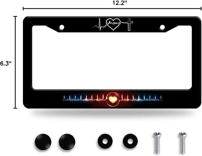 Jesus Heart Rate line License Plate Frame Christian Religious License Plate - Image 8