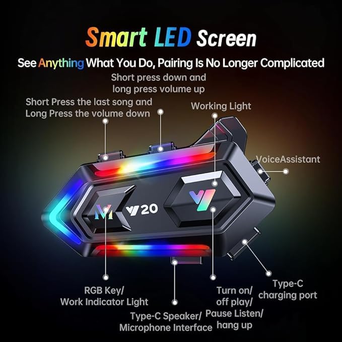 Motorcycle Helmet Bluetooth Headset, Cool RGB Dazzling Lights Motorbike Helmet - Image 8