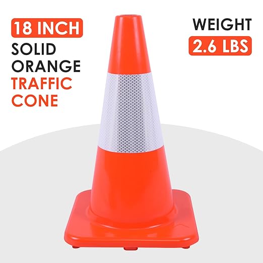 Overall Fluorescent Orange Red Integrated Traffic Cones, Road Cones - Image 2