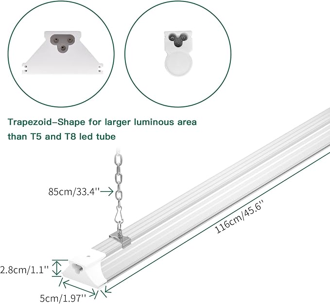 6 Pack LED Shop Light 4FT 60W, 8700LM Linkable Utility Garage Lights 5000K - Image 4