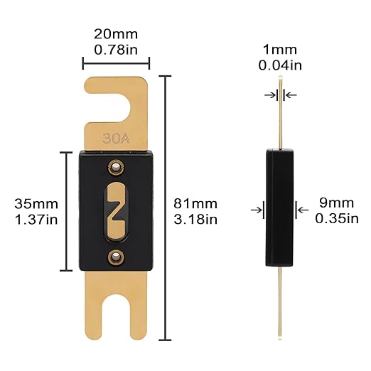 30A ANL Fuse 30 Amp Inline Blade Fuses 32V - Image 2