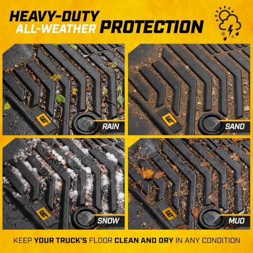 CAT® JustFit™ 3D Custom Fit Front Floor Mats for Ford F-250 F-350 Super Duty Crew Cab 2017-2026, Heavy Duty Rubber Floor Liners Laser Measured, Ford Super Duty Accessories