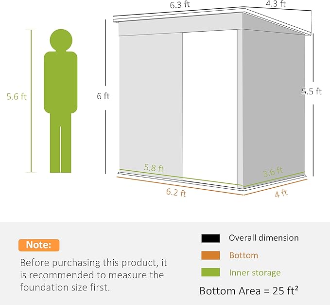 Outsunny 6' x 4' Outdoor Storage Shed, Metal Garden Tool Shed - Image 7