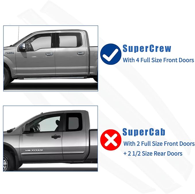 Rain Guards Window Visors Fit for 2009-2014 Ford F150 SuperCrew Cab Truck - Image 2
