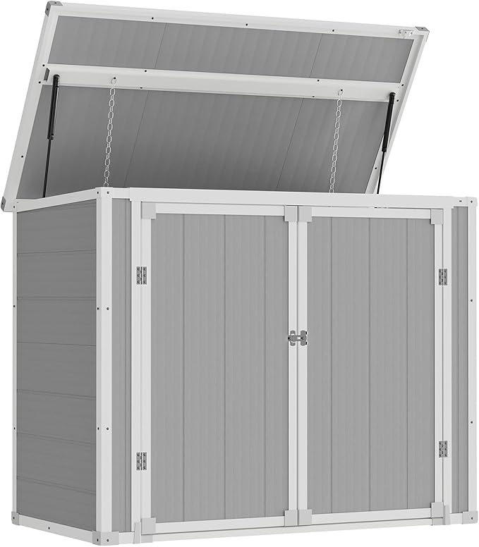 Amopatio 41 Cu Ft Horizontal Outdoor Storage Shed, Resin Trash Can Storage by Amopatio