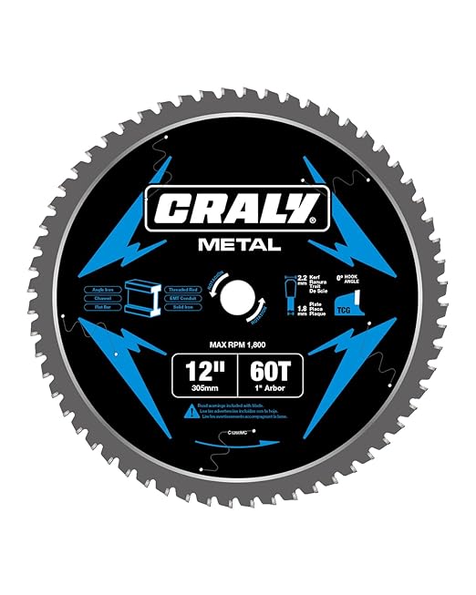 CRALY 12 Inch 60 Teeth Steel and Ferrous Metal Cutting Circular Saw Blade by CRALY