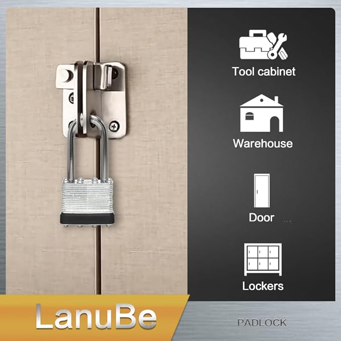 LanuBe Lock Laminated keyed Padlock, keyed Alike Locks, Long Shackle, Marked - Image 9