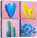 Cactus Wall Decor Bathroom Tropical Succulent Wall Art Boho Western Botanical Pictures for Living Room Bedroom Mexican Plant Canvas Prints Country Desert Flower Paintings Home Decoration 16x16”4Pcs by sunfrower