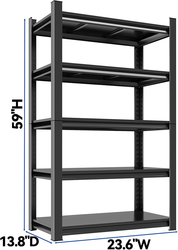 59"H Garage Shelving Heavy Duty Rack, 3000 LBS Extra Large Capacity 5 Tier - Image 2