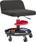 HOMCOM Rolling Mechanic Stool, 300 LBS Capacity Pneumatic Creeper Garage Stool by HOMCOM