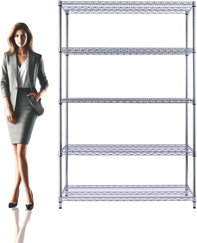 48"x24"x72" Chrome 5-Tier PREMIUM Wire Shelving NSF 4000 LBS MAX CAPACITY Heavy by UtilityBasics