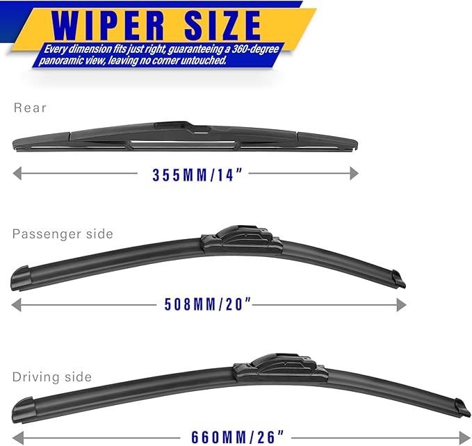 3 wipers Replacement for 2007-2014 Ford Edge/2007-2015 Lincoln MKX, Windshield - Image 2