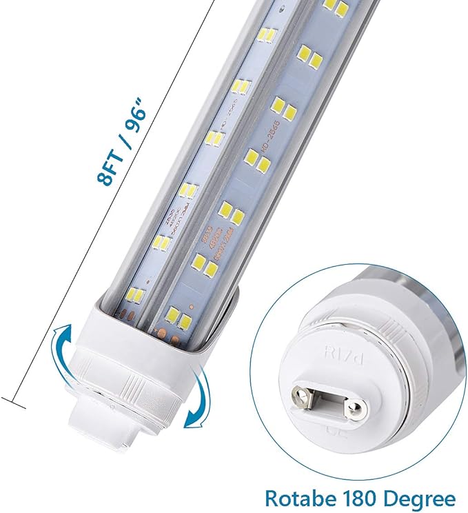 10 Pcs, 8ft R17D LED Tube Light, F96 t12 HO 8 Foot Led Bulbs, 100-277V Input - Image 3