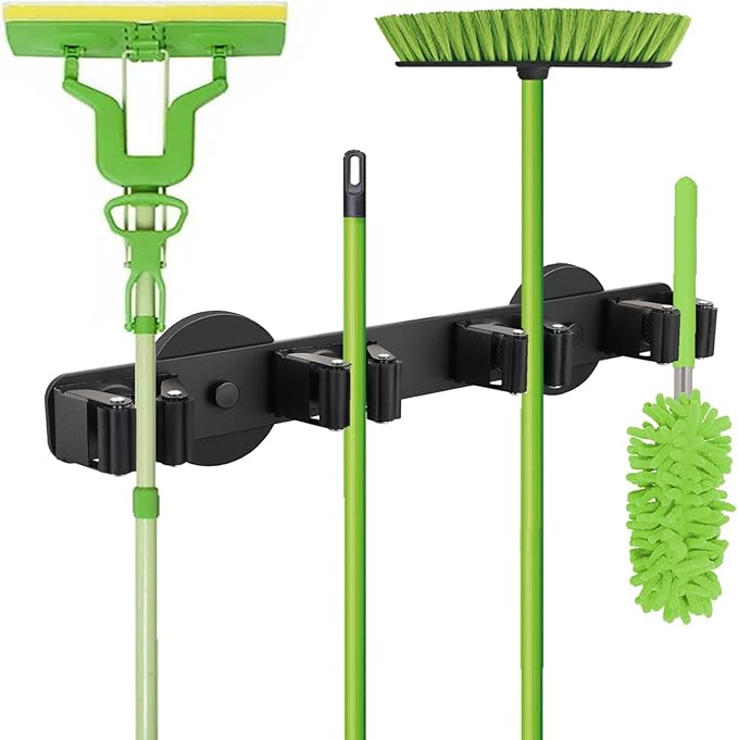 Strong Magnetic Mop Broom Holder, Heavy Duty Magnetic Mop Hanger by SKNOOYLIGHT