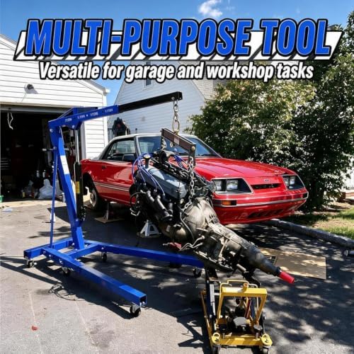 2 Ton Foldable Engine Hoist Cherry Picker Hydraulic Crane 6 Steel Casters - Image 4