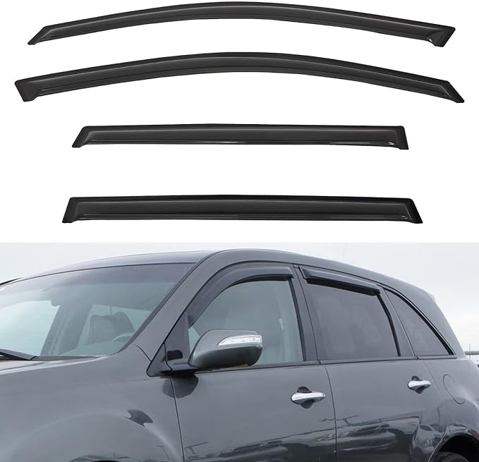 4pcs Front+Rear Smoke Tint Sun/Rain Guard Outside Mount Tape-On Vent Window by LQQDP