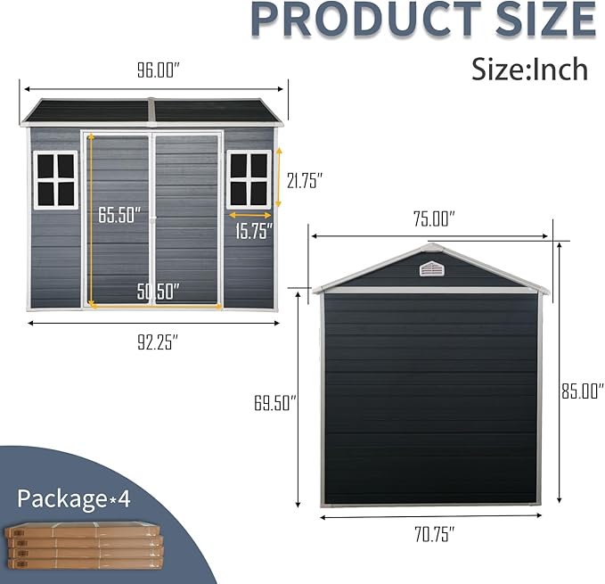 8x6 FT Outdoor Storage Resin Shed - Image 5
