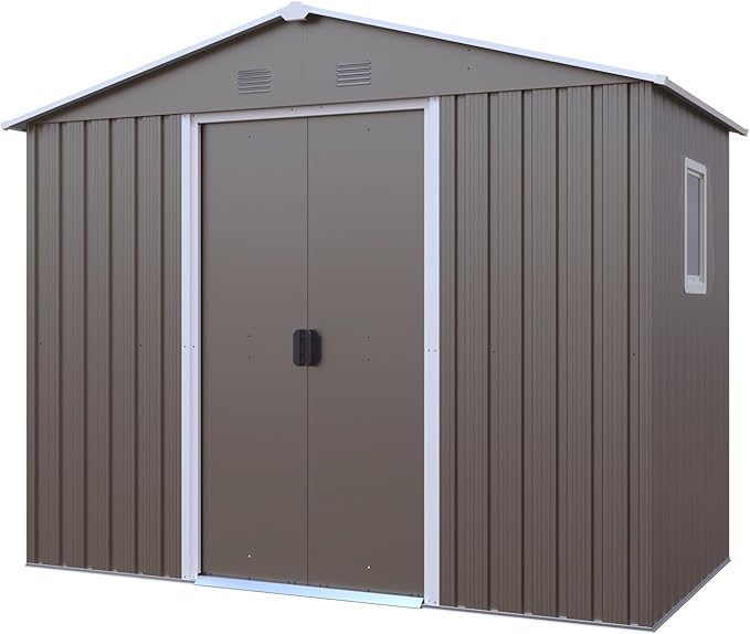 4x8 FT Outdoor Storage Shed, Metal Garden Shed - Image 8