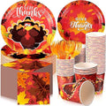 Sliner 180 Pcs Thanksgiving Disposable Dinnerware Set, Bright Turkey by Sliner