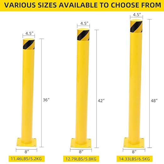 Safety Bollard 4 Packs, 48 Inch Height Steel Bollard Post - Image 7