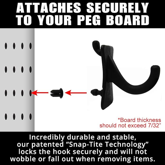 PegPro® J Hooks Kit for Standard “Wood Fiber” pegboard – Durable Plastic - Image 3