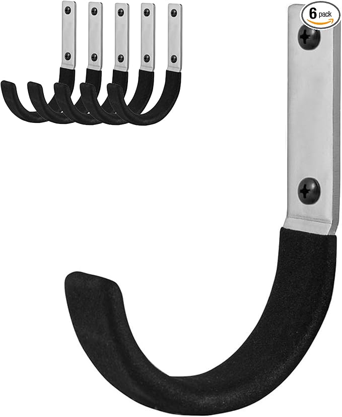 6 Pcs Garage Storage Utility Hook, Upgraded Ladder Hangers, Shed J-Hooks by Nlmyt