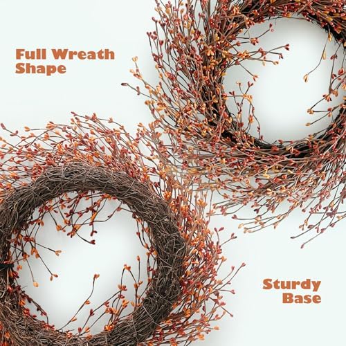 24 Inch Fall Wreath for Front Door Full Artificial Grapevine Wreath - Image 4