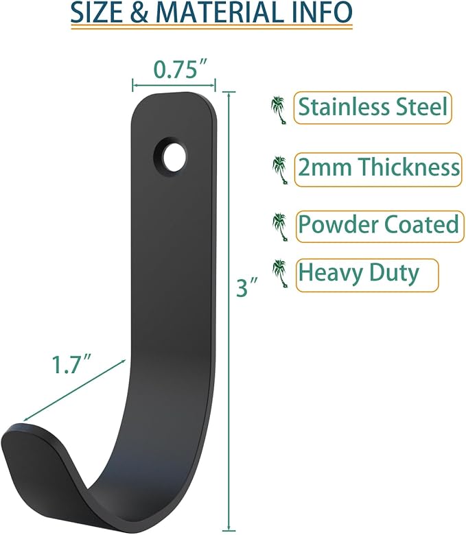 Stainless Steel Heavy Duty Coat Hook Wall Hooks Robe Hanger Hooks Hanging Hat - Image 4