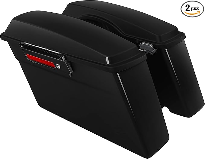 XFMT Motorcycle Vivid Black Hard Saddlebags Saddle Bags Trunk W/Lids & Black by XFMT