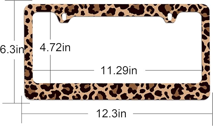 Stainless Steel Brown Cheetah License Plate Holder Leopard Print License Plate - Image 2