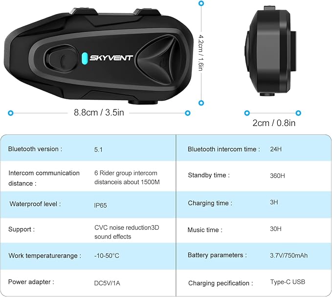 Q4 Motorcycle Bluetooth Communication System Headset Intercom, 4 Riders 1500m - Image 7