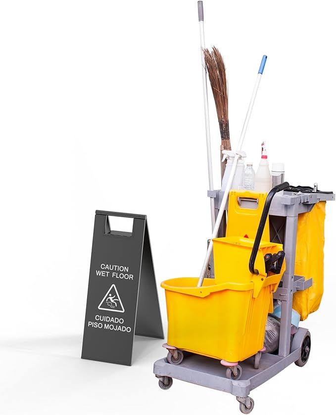 Stainless Steel Wet Floor Sign 2 Pack, 24 Inch Double-Sided Foldable Caution - Image 2