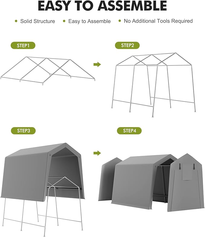 TrailBlaze 7x12ft Outdoor Portable Storage Shelter Shed, Carport Storage Shed - Image 7