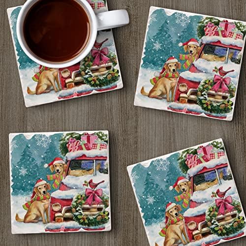 Thirstystone Holiday Buddies 4 Pack Tumbled Tile Stone Coasters - Image 4