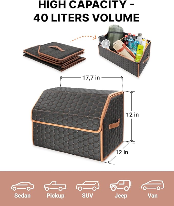Sedan Trunk Organizer 17.7" Storage Tote - Image 4
