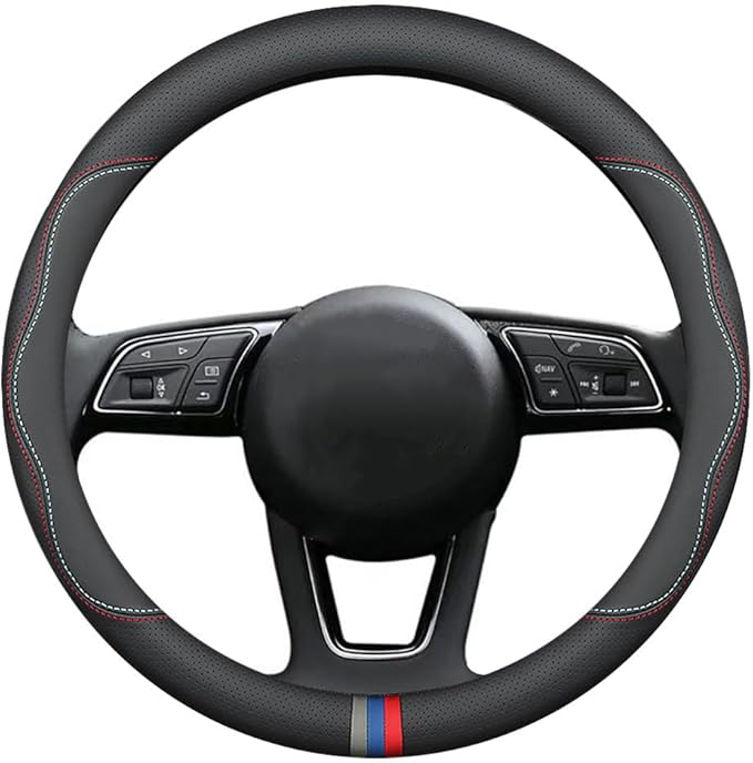 New Nappa Leather car Steering Wheel Cover, Universal 15 inch Black - Image 4