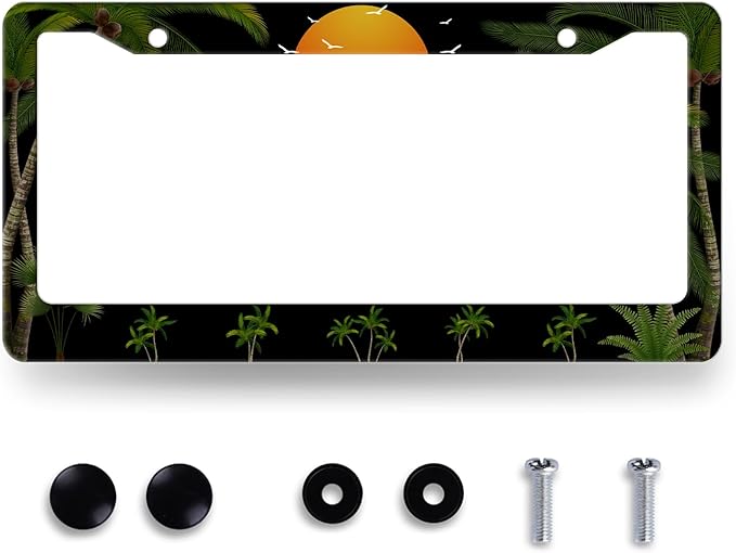Palm Trees Sunset License Plate Frame Tropical Plants License Plate Holder by RNKATIH