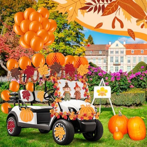 Suncalla 45 Pack Golf Cart Decorations Fall Party Set, Pumpkin Garland - Image 6