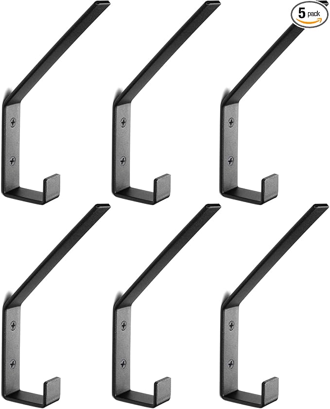 6 Pack Heavy Duty Steel C Style Double Wall Hooks by Piffny
