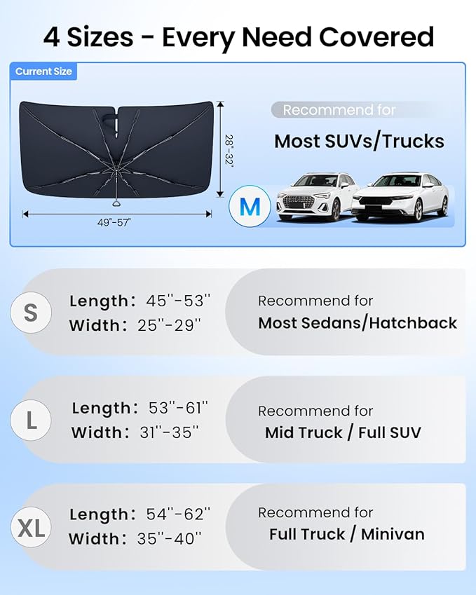 REEVAA 2025 Upgraded Car Windshield Sun Shade Umbrella Protect Interior - Image 6
