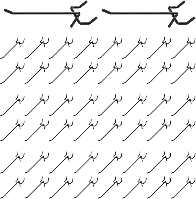 50Pcs 4"/10CM Pegboard Hooks Assortment Set, Metal Peg Board Hooks by Yauhar