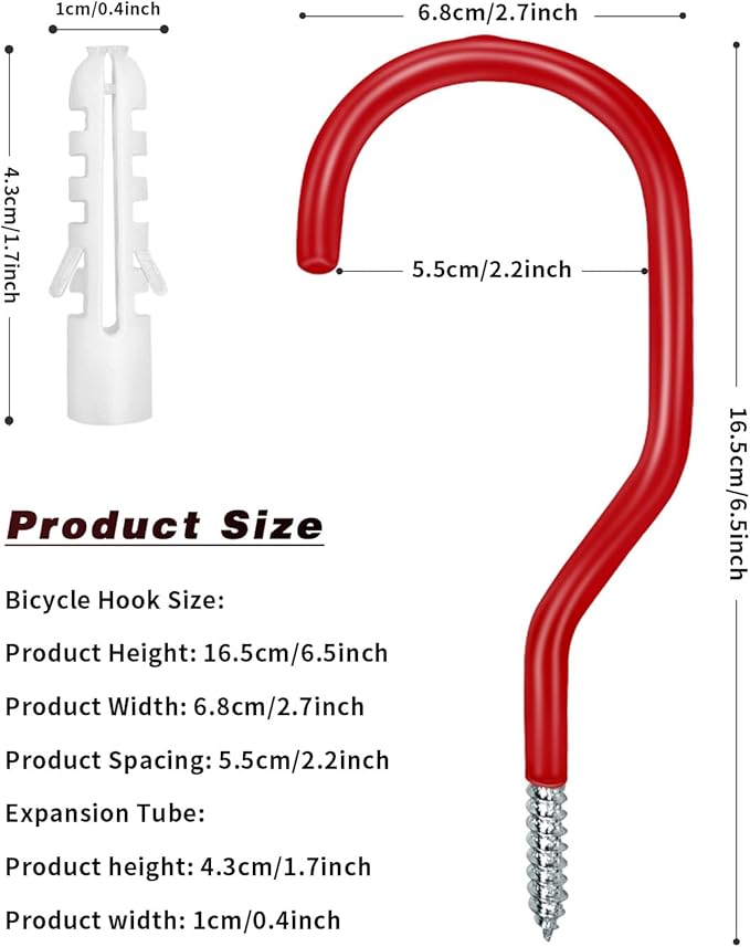 Bike Hooks Heavry Duty 6-Pack, Bicycle Storage Hanger Screw in Ceiling Hooks - Image 2