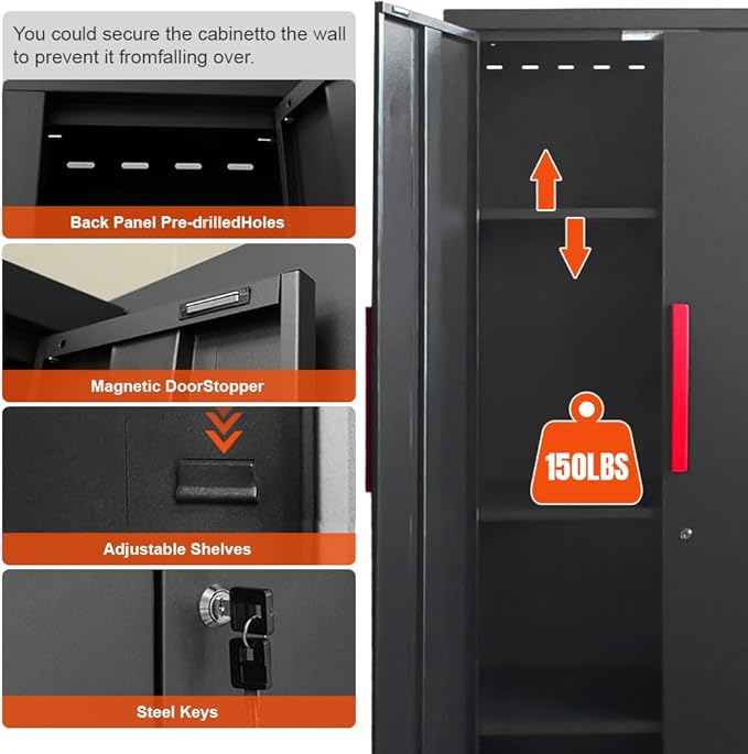 Red Garage Cabinet Storage System 6-Pcs Workshop Set Garage Cabinet and Storage - Image 5