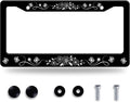 Black White Daisy Butterfly License Plate Frame Flowers License Plate Stainless by GORSNKYE