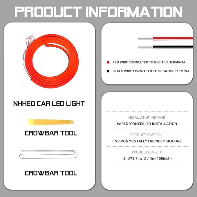 Car LED Strip Light For Trunk, 79Inch IP67 Silicone Waterproof Neon Light Strip - Image 8