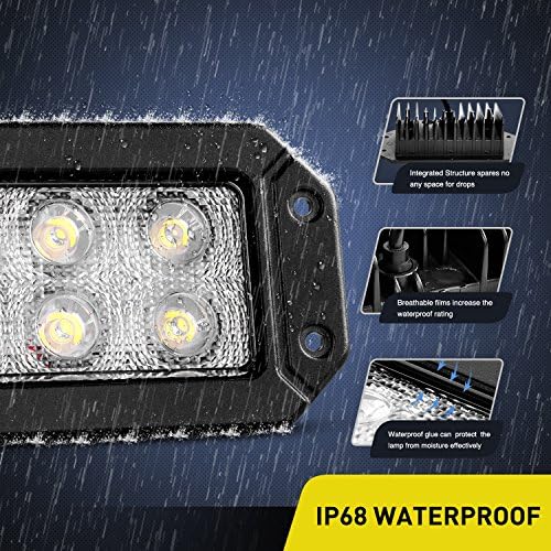 Nilight 15029S-B 2PCS 18w Flush Mount Lights Spot Work Driving Bar Off Road Led Jeep Truck Tacoma Bumper ATV UTV,2 Years Warranty