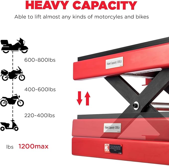 CXRCY 1200 LBS Motorcycle Lift Scissor Jack Upgraded Dirt Bike ATV Steel - Image 4