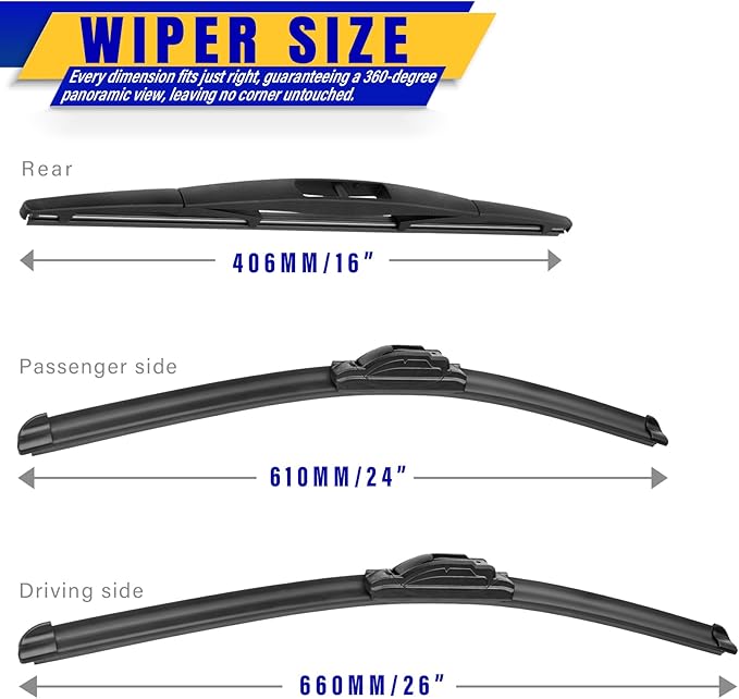 3 wipers Replacement for 2019-2023 Honda passport, Windshield Wiper Blades - Image 2