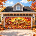 IVN Thanksgiving Garage Door Cover 16x7ft Turkey Pumpkin Fall Banner by IVN
